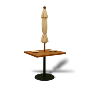 Зонт со столом на стойке сложенный для демонтажа