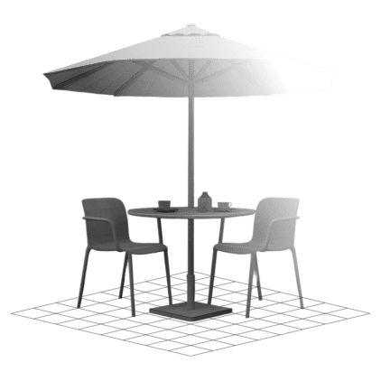 Картинка для проекта летнего кафе - Зонт, столик и два стула.